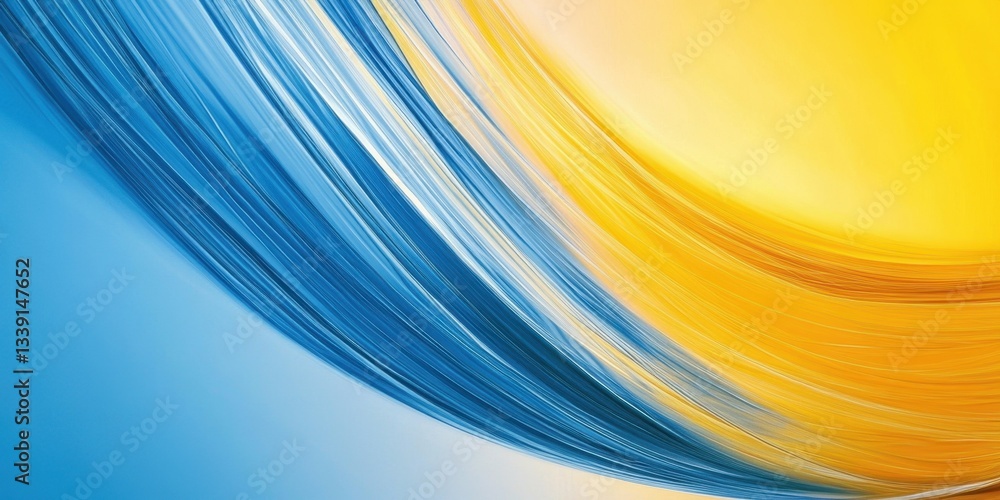 Poster abstract wave: a vibrant composition of flowing waves in shades of yellow and blue, creating a sense
