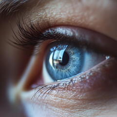 Close-up of an open human eye. Ophthalmologist, vision, attention, make-up, attention.