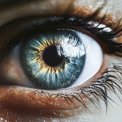 Close-up of an open human eye. Ophthalmologist, vision, attention, make-up, attention.