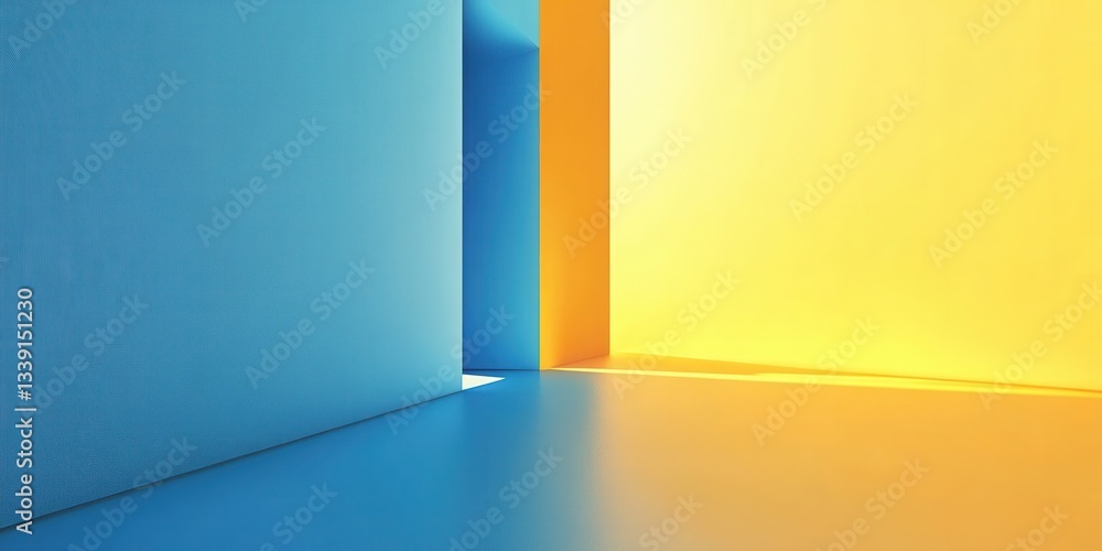 Poster geometric abstract: an abstract composition of geometric shapes and vibrant colors, where light and 