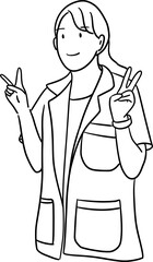 doctor acting V hand  illustration