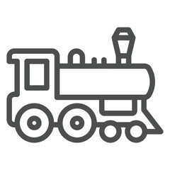Railroad main wagon line icon, west desert railway concept. Vector graphics. Steam engine train sign on white background, outline style icon for mobile or web design.