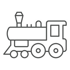 Railroad main wagon thin line icon, west desert railway concept. Vector graphics. Steam engine train sign on white background, outline style icon for mobile or web design.