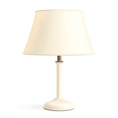 Fototapeta premium Elegant table lamp with a soft cream shade and a simple design, perfect for home decor and ambiance.