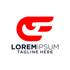 Red Abstract Wing Logo Design