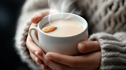Woman Enjoying a Warm Cup of Coffee in a Cozy Relaxing Atmosphere