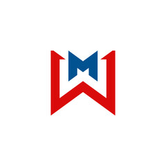 Red And Blue Geometric Interlocking Letter Mw Logo