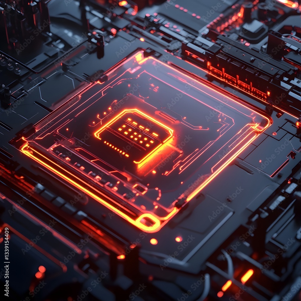 Poster cyber security concept featuring a futuristic digital lock glowing on a transparent data panel with 