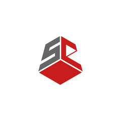 Red And Grey Geometric Cube Logo Design