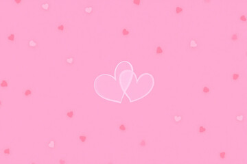 pink background with hearts and a white frame