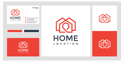 Red And White Minimalist Home Logo Design On Business Card