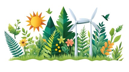 Obraz premium Sustainable business practices addressing climate change through renewable energy solutions corporate infographic eco-friendly environment