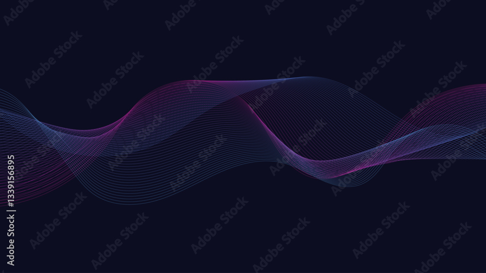 Poster vector glowing colorful wavy tech lines modern abstract background. technology wave lines with swirl