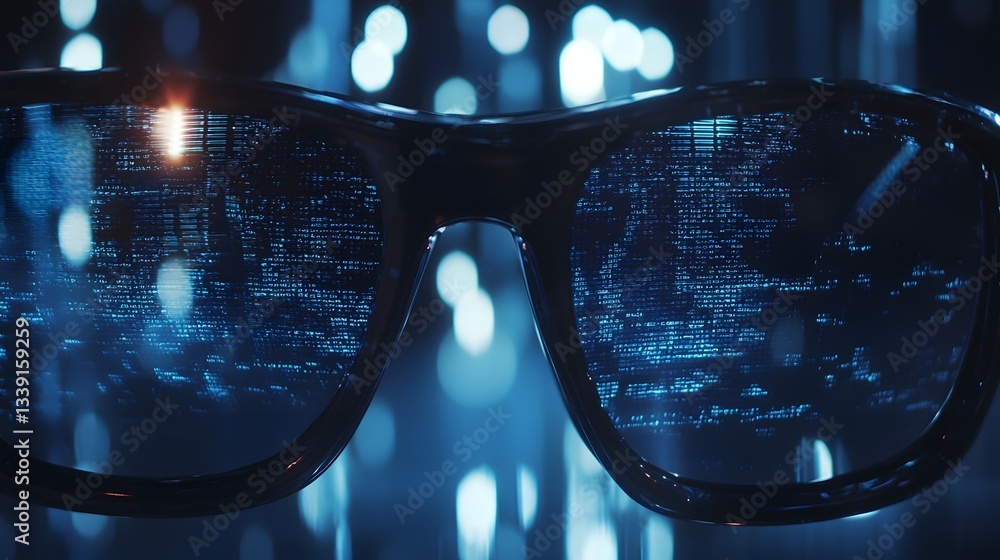 Aufkleber futuristic high tech smart glasses with augmented reality digital interface displaying data and info