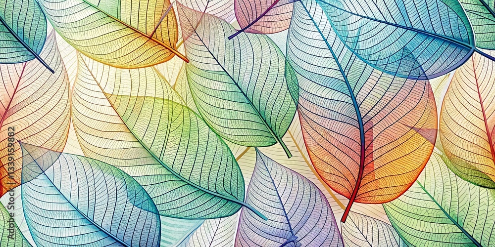 Poster abstract minimalist leaf line art pattern design - high depth of field stock photo