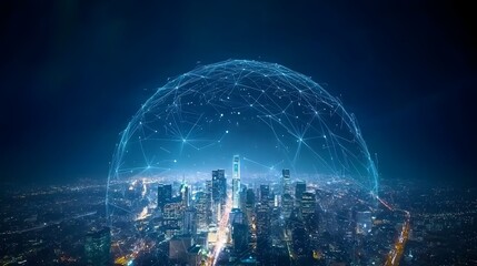 Futuristic power station with advanced cyber energy grid and sustainable energy hub showcasing technology for efficient power management and digital infrastructure in a 3D detailed cityscape