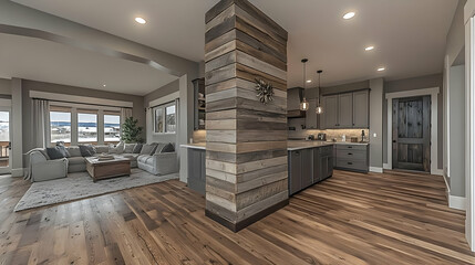 Fototapeta premium Open Concept Modern Rustic Home Interior