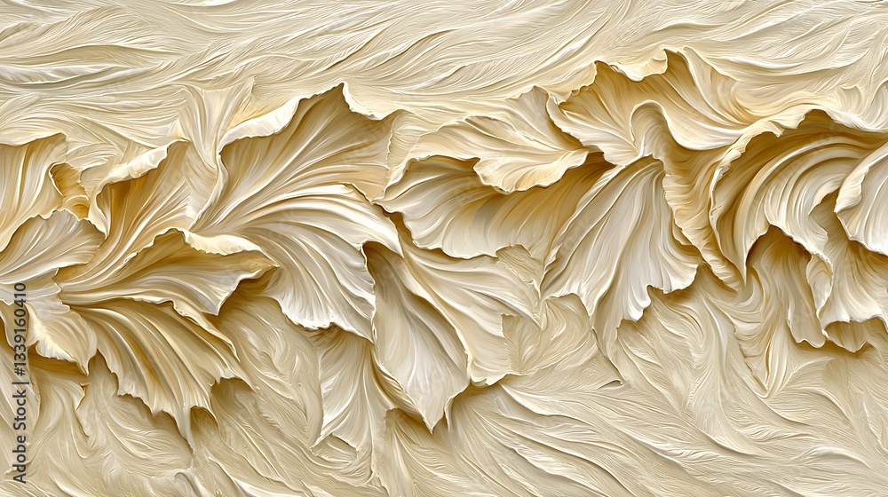 Aufkleber elegant textured abstract white and cream leaf patterns with intricate details on a soft background