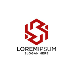 Red Hexagon Geometric Logo Design