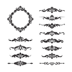 vintage decorative design elements vector set with ornate floral borders and calligraphic ornaments