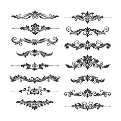 vintage decorative design elements vector set with ornate borders and floral calligraphic ornaments