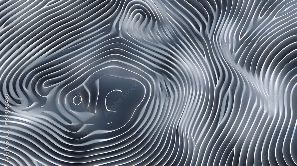 Poster mesmerizing monochromatic abstract pattern with organic fingerprint inspired swirling lines and curv