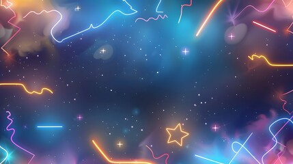 Mesmerizing seamless pattern of neon lightning bolt and starburst elements in a vintage 90s arcade inspired aesthetic creating a bold electric and cosmic visual backdrop