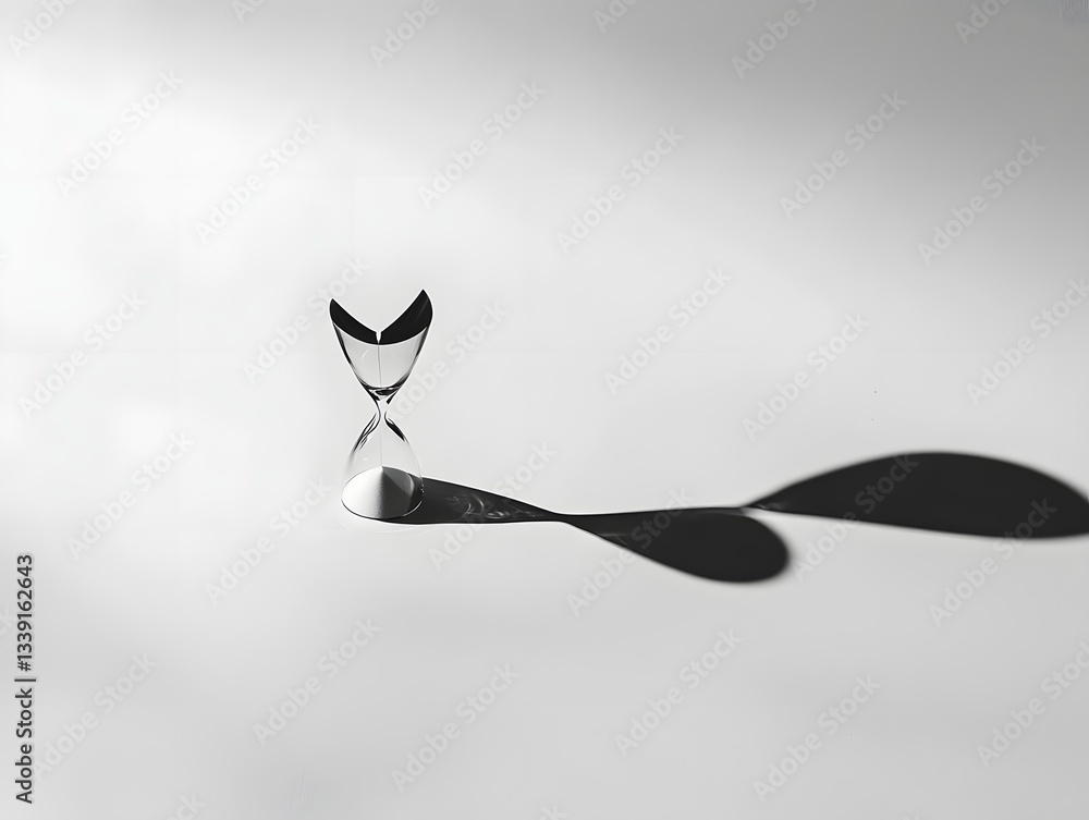 Poster minimalist and modern hourglass casting a sharp geometric shadow symbolizing the concept of the pass