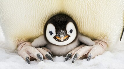 Antarctica wildlife emperor penguin chick and parent bonding