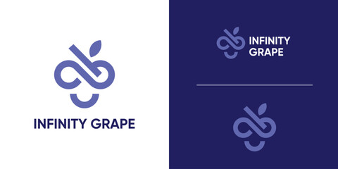 Obraz premium combination logo of wine and infinity, connection, fresh drink logo fruit, symbol, icon, creative idea.