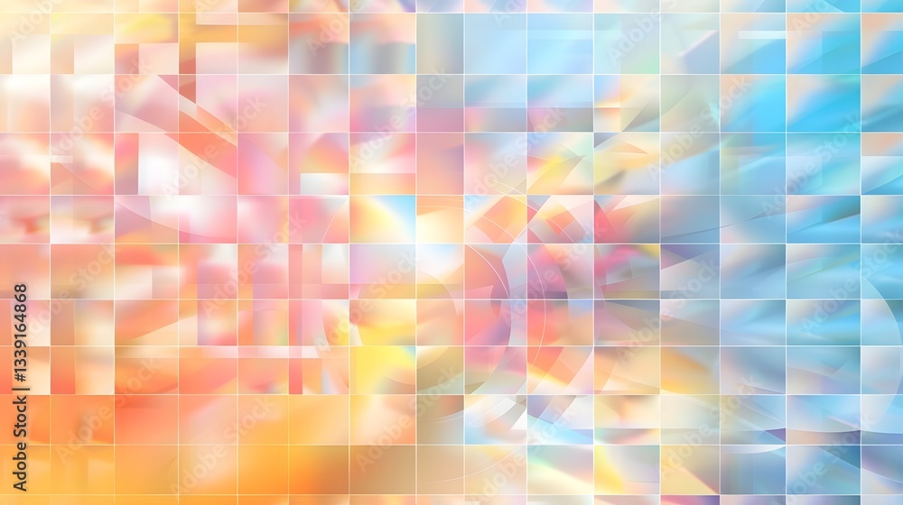 Poster shimmering holographic kaleidoscope shifting iridescent reflections in cool and warm tones a seamles