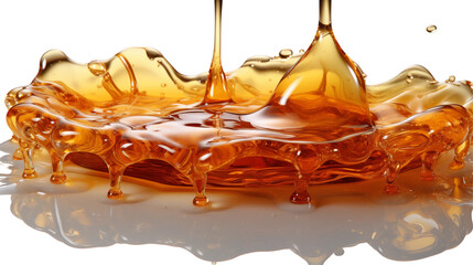 Amber Liquid Splash Golden Honey Texture, Shiny Sweet Syrup for Food Themes.