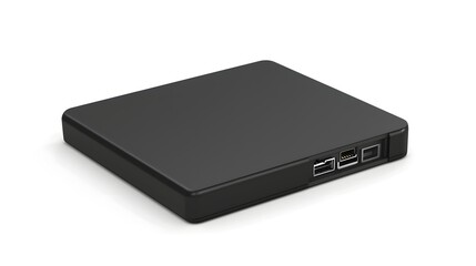 Fototapeta premium Sleek and modern portable external hard drive with slim design showcased against a clean white background