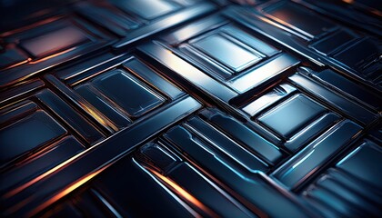 Obraz premium Intricate patterns of polished metal and reflective surfaces create a striking industrial backdrop.