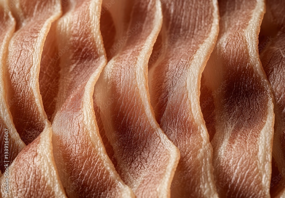 Poster delicate, wavy texture of thinly sliced meat on a neutral background highlighting its intricate patt