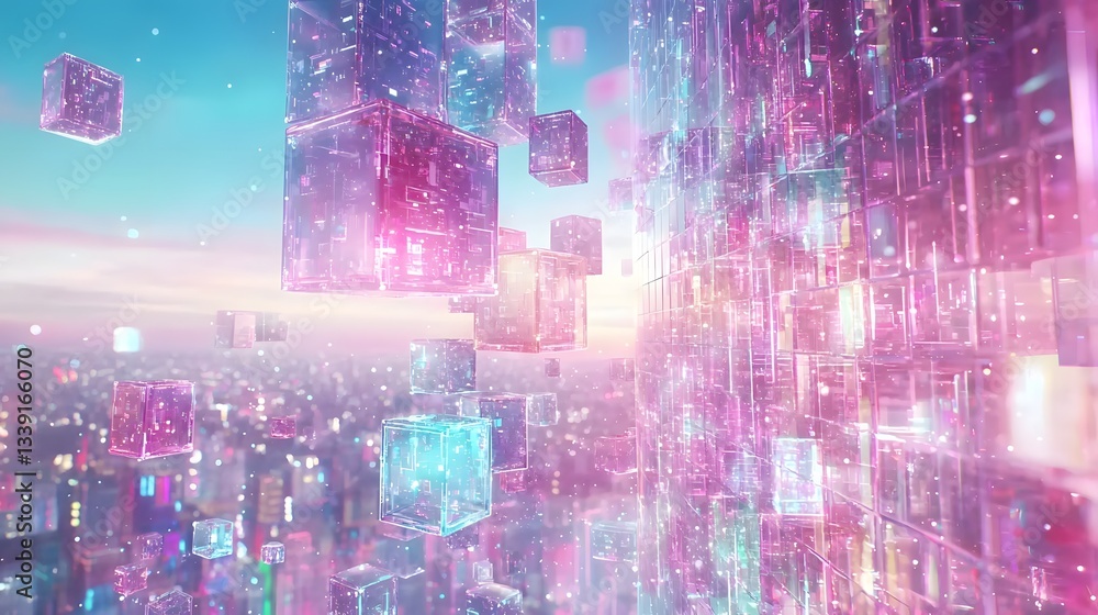 Aufkleber ultra detailed 3d holographic visualization of a futuristic ai powered e commerce automation system 