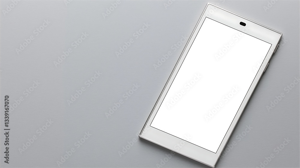 Poster modern smartphone on gray background with empty screen for app design and mobile interface mockup