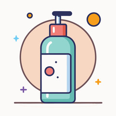 Soap Dispenser Bottle Vector Illustration, A simple and colorful vector illustration of a soap dispenser bottle with a pump and clean, minimalist design.
