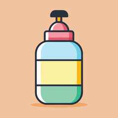Colorful Soap Dispenser Bottle Vector Illustration, A vibrant vector illustration of a soap dispenser bottle with bold colors and a clean, modern design.
