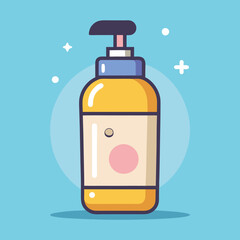 Soap Dispenser Bottle Vector Illustration, A colorful vector illustration of a soap dispenser bottle with a pump, featuring a minimal and clean design.
