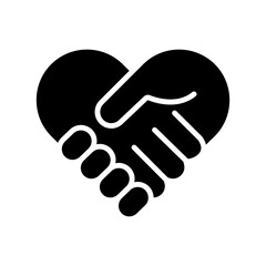 Unity and Compassion Heart-Shaped Handshake Icon
