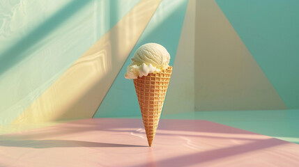ice cream cone, product shoot, highlighting the product, The overall vibrant color palette, full of intricate details, object focused, png, stock image, hd quality,