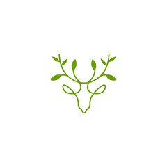 Simple Green Deer Head Illustration