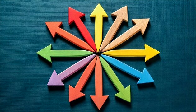 colorful arrows in all different directions isolated on background