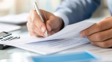 Business professional inserting document office business action indoor close-up document management