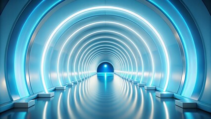 Obraz premium Abstract Circular Tunnel: Progress & Innovation Stock Photo - White & Light Blue