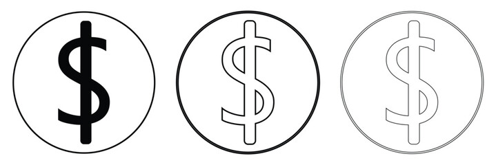 American dollar currency or dollar symbol flat icon for apps and websites .Vector Illustration . 