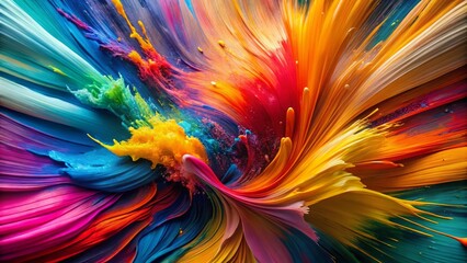 Obraz premium Abstract Bold Brushstrokes Painting, Vivid Colors, Dynamic Art, High-Resolution Stock Photo
