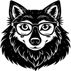 Fototapeta premium a smart wolf wearing glasses with an intellectual appearance vector illustration