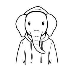 Obraz premium an illustration of an elephant wearing a hoodie with a cheerful expression